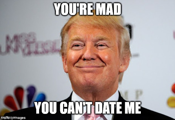 Donald trump approves | YOU'RE MAD YOU CAN'T DATE ME | image tagged in donald trump approves | made w/ Imgflip meme maker