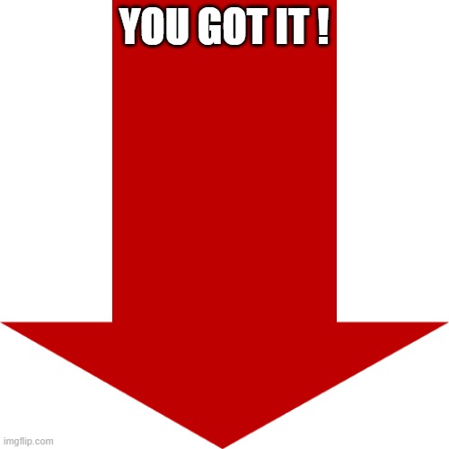 Red arrow | YOU GOT IT ! | image tagged in red arrow | made w/ Imgflip meme maker