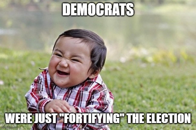 naughty kid | DEMOCRATS WERE JUST "FORTIFYING" THE ELECTION | image tagged in naughty kid | made w/ Imgflip meme maker