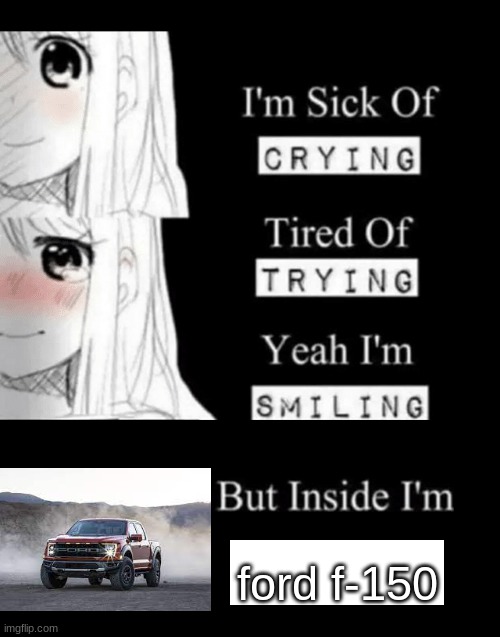 I'm Sick Of Crying | ford f-150 | image tagged in i'm sick of crying | made w/ Imgflip meme maker