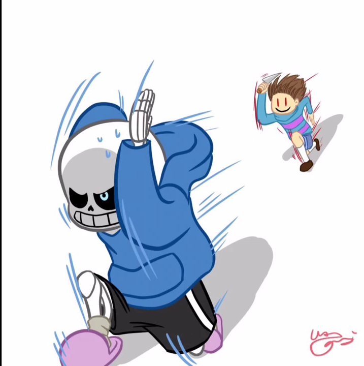 Sans Running away from Frisk Blank Meme Template