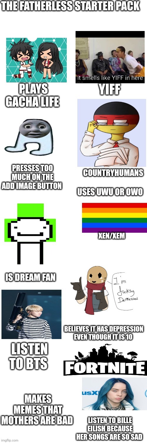 THE FATHERLESS STARTER PACK | made w/ Imgflip meme maker