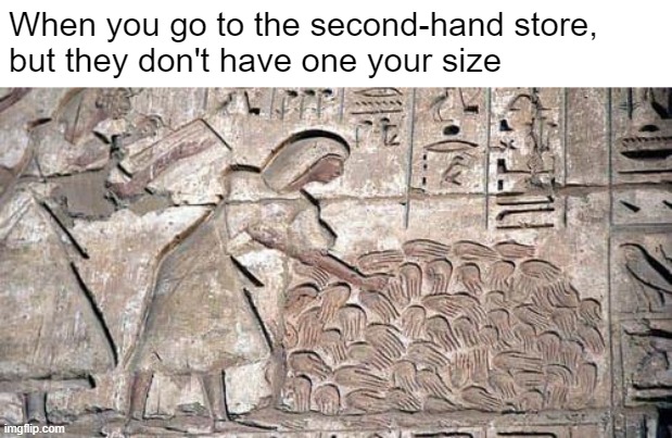 I guess I'll just have to wear a glove | When you go to the second-hand store, 
but they don't have one your size | made w/ Imgflip meme maker