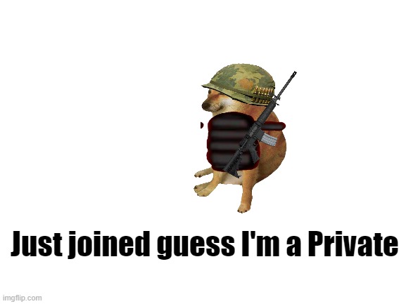 took way to long to make |  Just joined guess I'm a Private | image tagged in blank white template | made w/ Imgflip meme maker