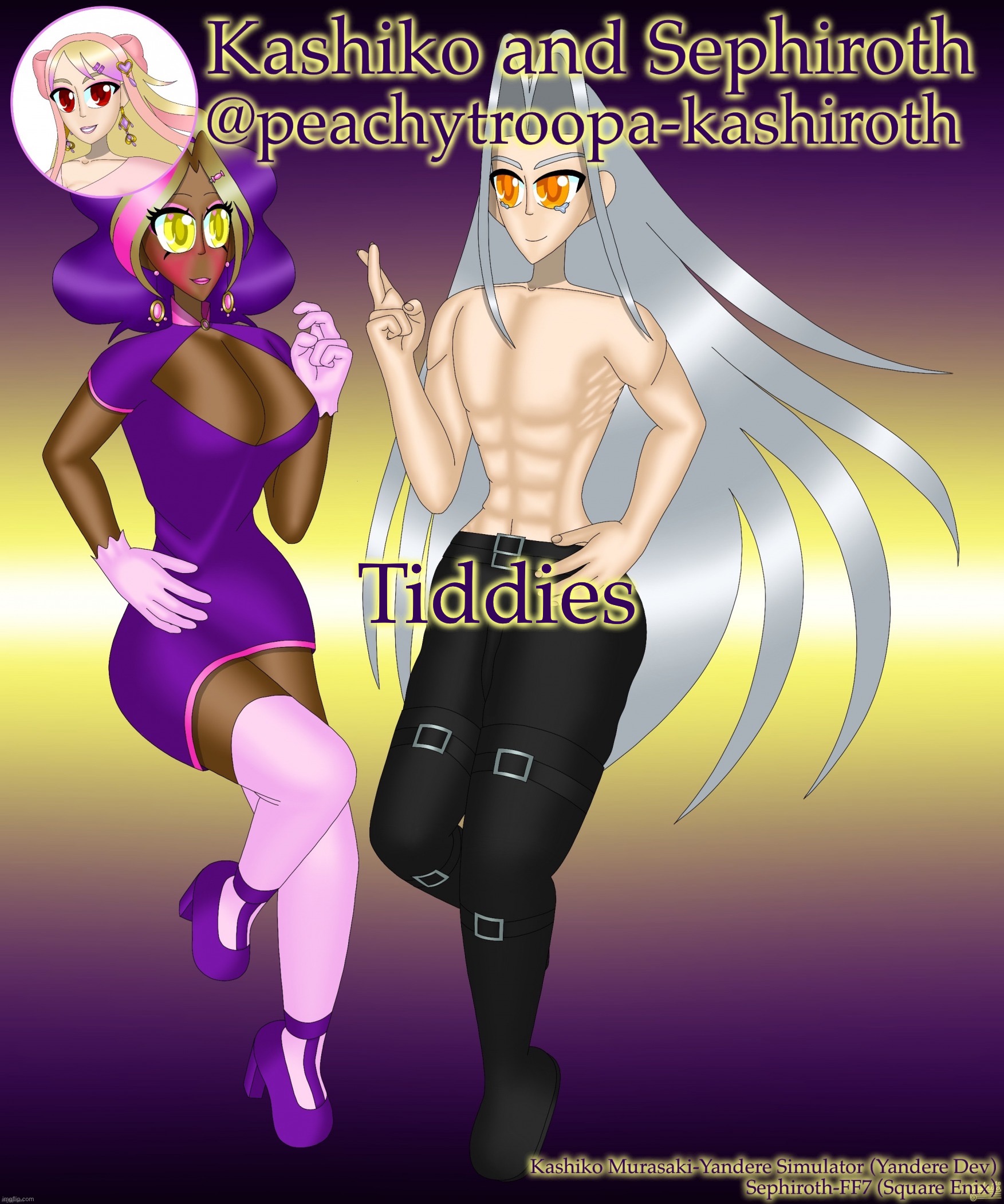 Kashiko Murasaki and Sephiroth | Tiddies | image tagged in kashiko murasaki and sephiroth | made w/ Imgflip meme maker
