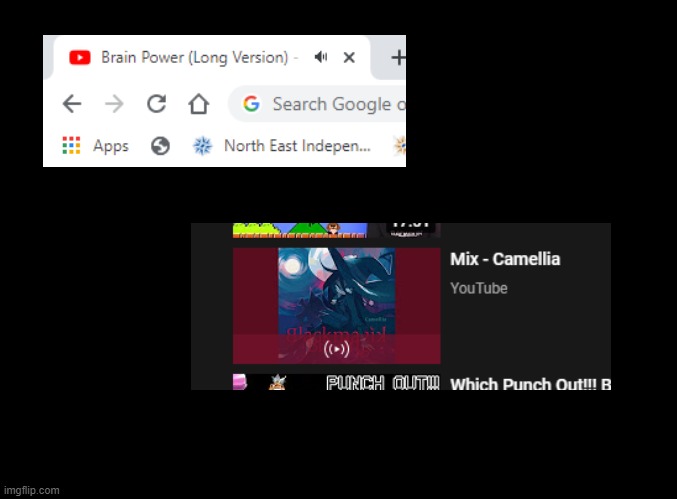 Ah yes, Brain Power, my favorite Camellia song. | image tagged in blank black,brain power,camellia | made w/ Imgflip meme maker