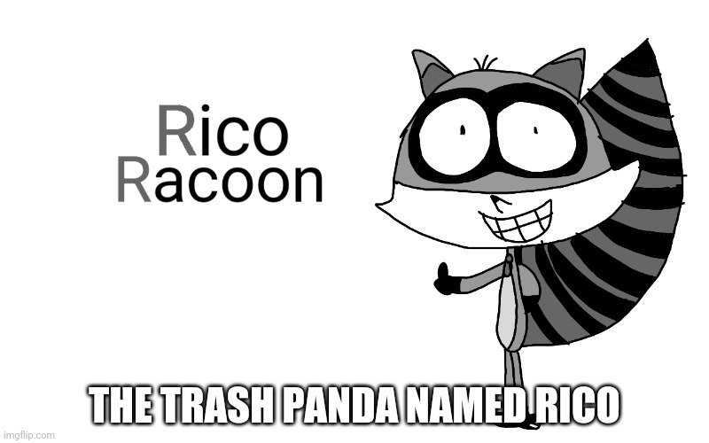 A trash panda named rico | THE TRASH PANDA NAMED RICO | image tagged in racoon | made w/ Imgflip meme maker