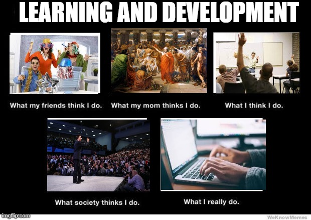 What I really do |  LEARNING AND DEVELOPMENT | image tagged in what i really do | made w/ Imgflip meme maker