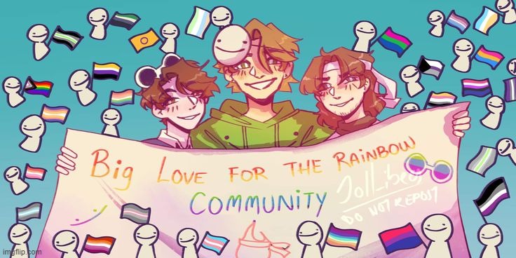 Dream Team Pride Support!!! | image tagged in dream,georgenotfound,sapnap,pride | made w/ Imgflip meme maker