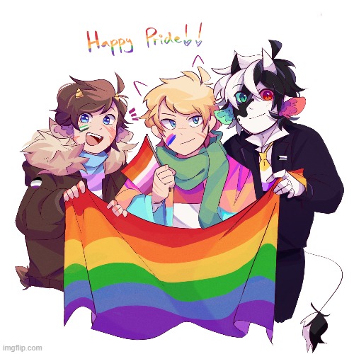 Happy Pride! -from the Bench Trio | image tagged in ranboo,tubbo,tommyinnit,pride | made w/ Imgflip meme maker