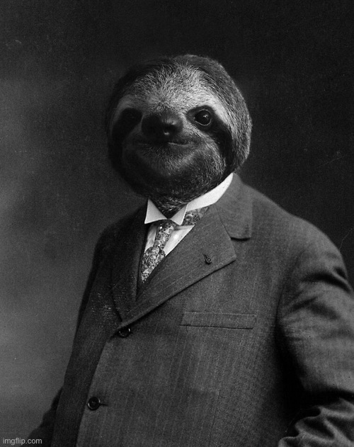 Sloth gentleman | image tagged in sloth gentleman | made w/ Imgflip meme maker