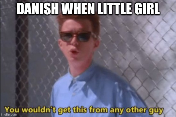 danish moment | DANISH WHEN LITTLE GIRL | image tagged in you wouldn't get this from any other guy,danny,danish | made w/ Imgflip meme maker