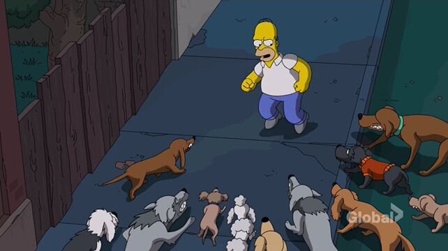 Homer being chased by dogs Blank Meme Template