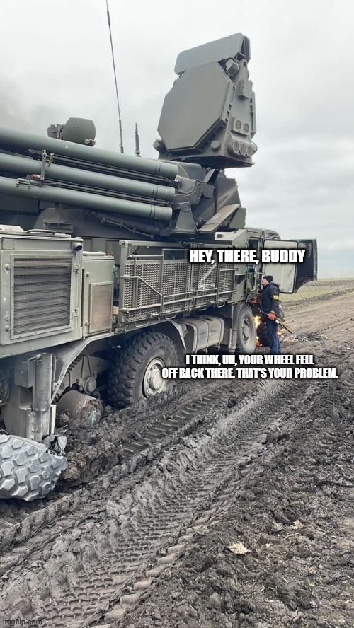 HEY, THERE, BUDDY; I THINK, UH, YOUR WHEEL FELL OFF BACK THERE. THAT'S YOUR PROBLEM. | made w/ Imgflip meme maker