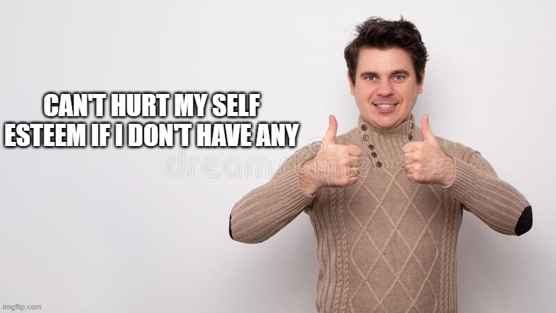 true tho | CAN'T HURT MY SELF ESTEEM IF I DON'T HAVE ANY | image tagged in depressing,wait what | made w/ Imgflip meme maker