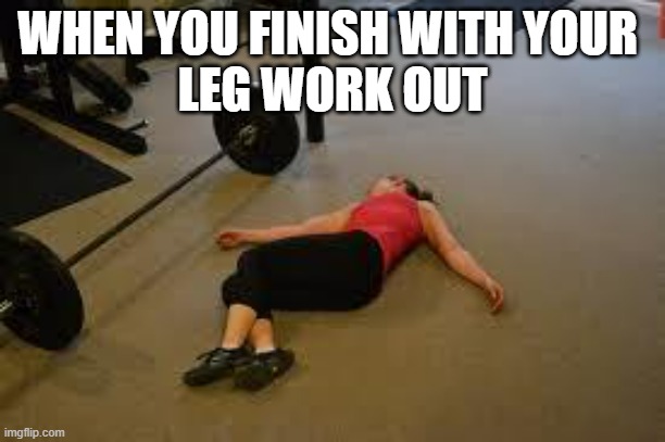 After your leg day workout | WHEN YOU FINISH WITH YOUR 
LEG WORK OUT | image tagged in workout | made w/ Imgflip meme maker