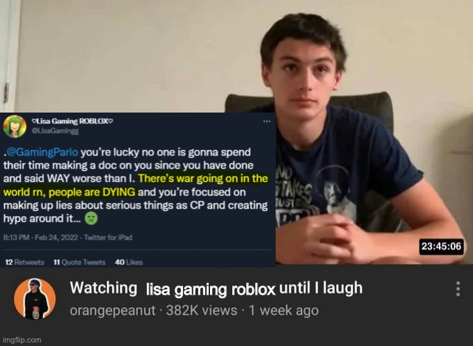 man | lisa gaming roblox | image tagged in watching until i laugh | made w/ Imgflip meme maker