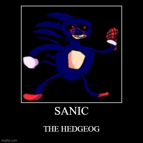 SANIC | THE HEDGEOG | image tagged in funny,demotivationals | made w/ Imgflip demotivational maker