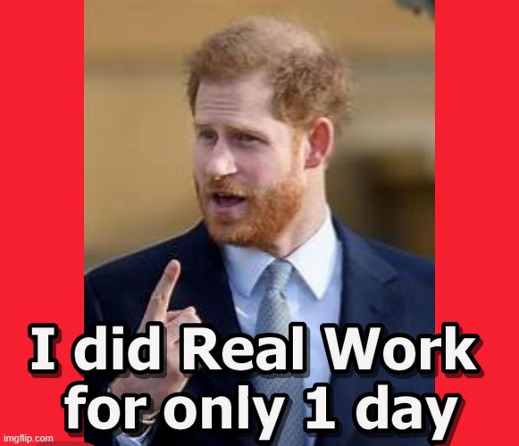 Royal Family Works Hard | image tagged in royals,prince harry,working for a living,meghan | made w/ Imgflip meme maker