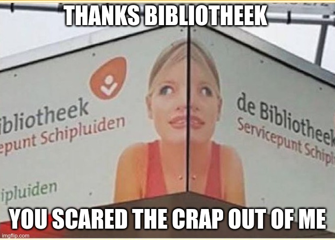 Scary | THANKS BIBLIOTHEEK; YOU SCARED THE CRAP OUT OF ME | made w/ Imgflip meme maker