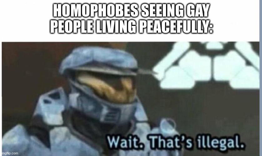 Wait. That's illegal | HOMOPHOBES SEEING GAY PEOPLE LIVING PEACEFULLY: | image tagged in wait that's illegal | made w/ Imgflip meme maker