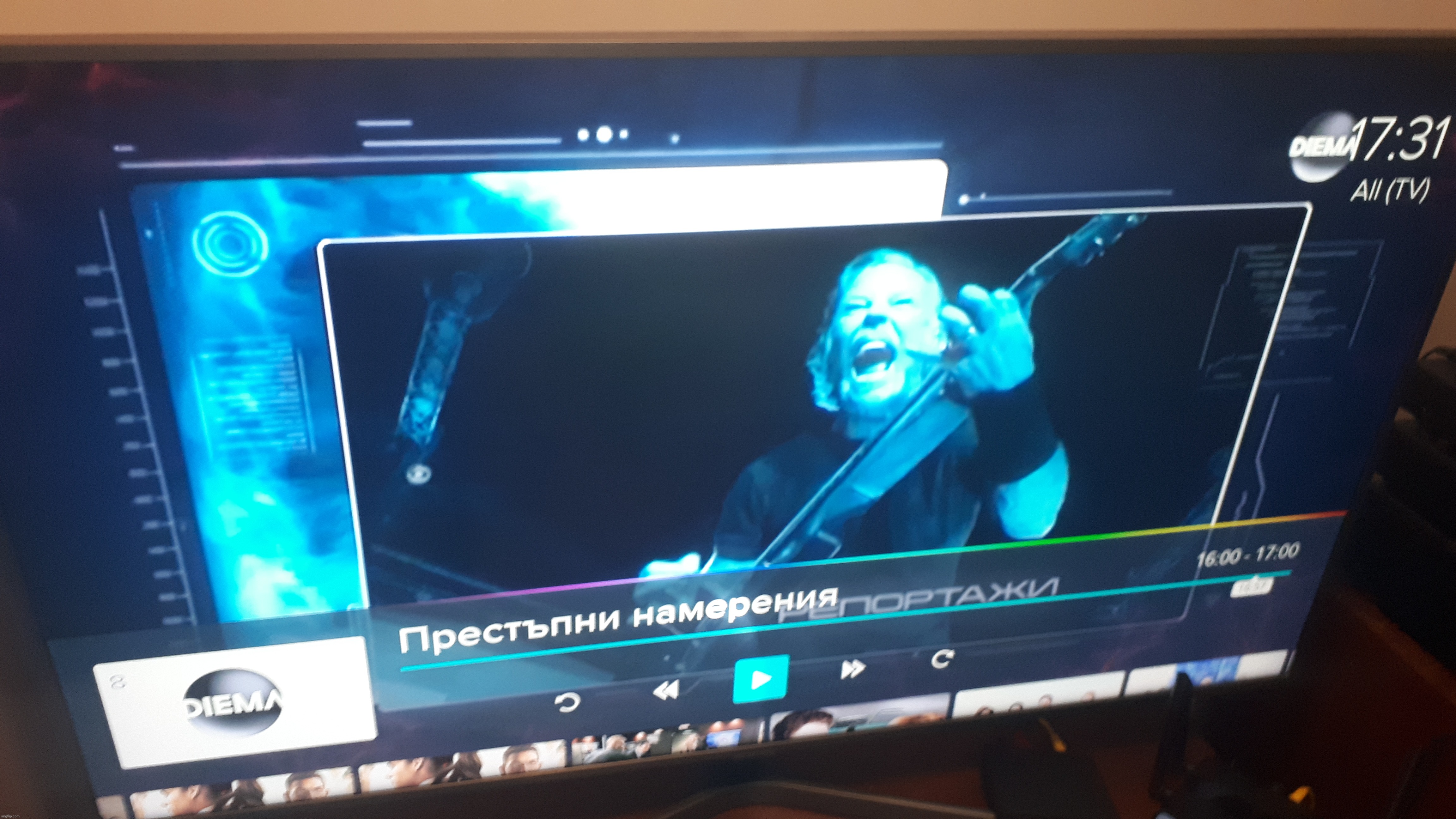 Hetfield on Telly! | image tagged in metallica,tv,telly,television,james hetfield,thrash metal | made w/ Imgflip meme maker