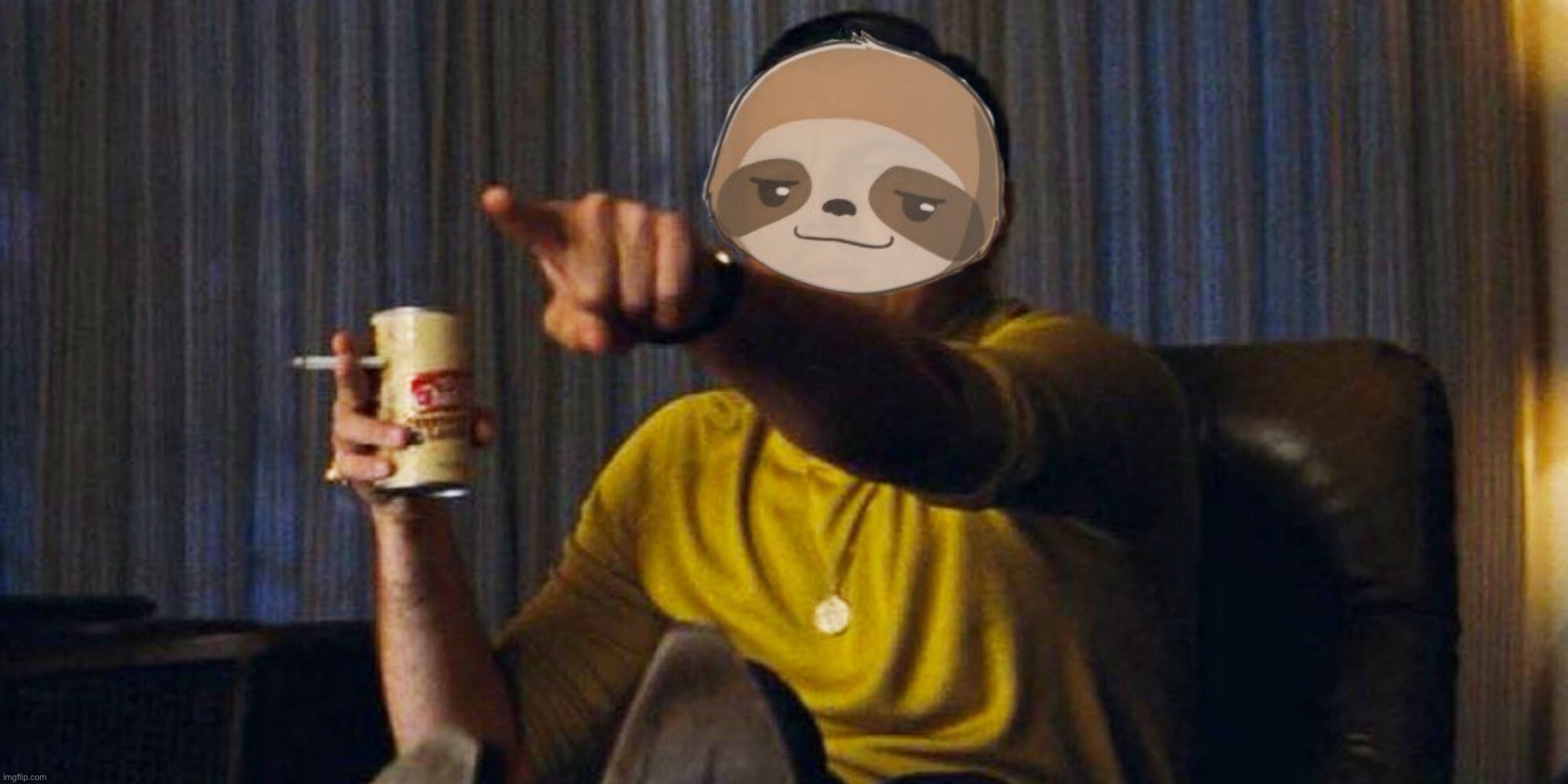High Quality Sloth pointing Blank Meme Template