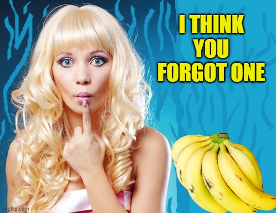 ditzy blonde | I THINK YOU FORGOT ONE | image tagged in ditzy blonde | made w/ Imgflip meme maker