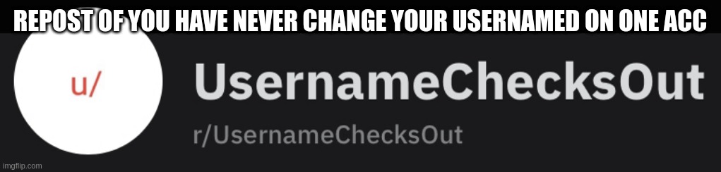UsernameChecksOut | REPOST OF YOU HAVE NEVER CHANGE YOUR USERNAMED ON ONE ACC | image tagged in usernamechecksout | made w/ Imgflip meme maker