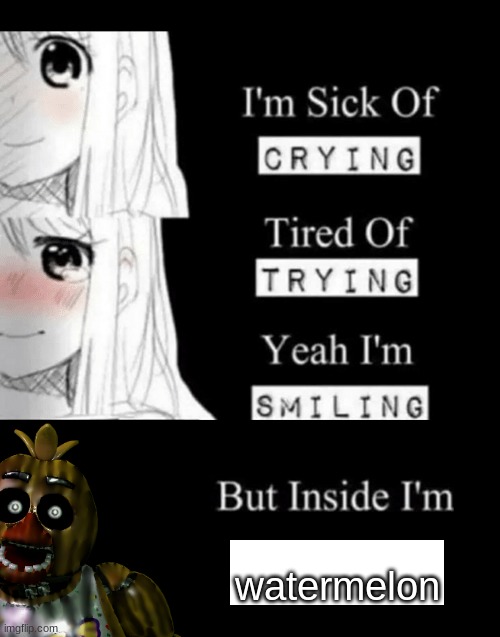une pasteque | watermelon | image tagged in i'm sick of crying,fnaf,five nights at freddys,five nights at freddy's | made w/ Imgflip meme maker