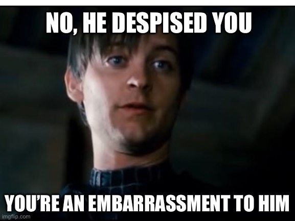 NO, HE DESPISED YOU YOU’RE AN EMBARRASSMENT TO HIM | made w/ Imgflip meme maker