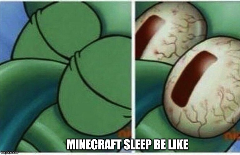 Minecraft sleep |  MINECRAFT SLEEP BE LIKE | image tagged in squidward | made w/ Imgflip meme maker