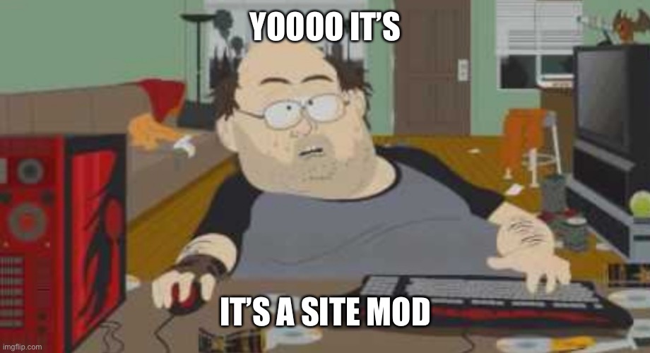 oh no | YOOOO IT’S; IT’S A SITE MOD | image tagged in nerd on computer | made w/ Imgflip meme maker