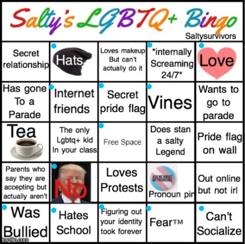 I wear hats the whole day | image tagged in the pride bingo,idk girl | made w/ Imgflip meme maker