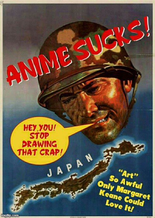 anti anime propaganda | image tagged in could care less,rmk,anime | made w/ Imgflip meme maker