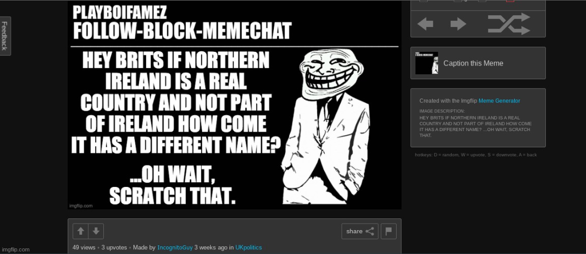 lol incognitoguy really tried to make me seem anti british (which i am) but he is using my temp and saying it to make it look li | made w/ Imgflip meme maker