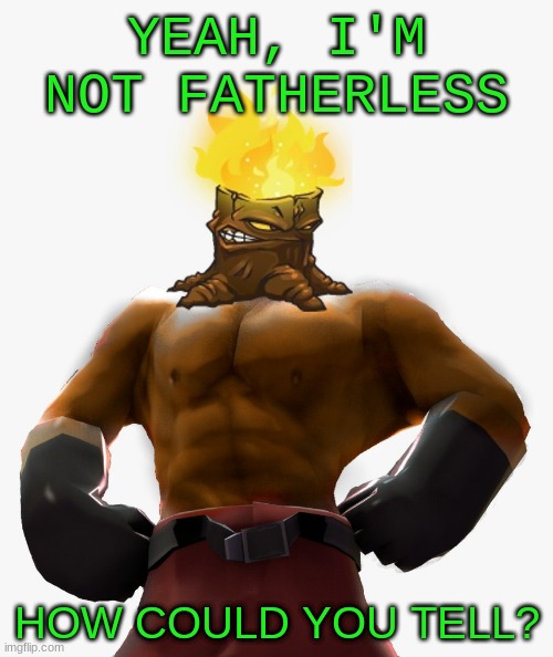e | YEAH, I'M NOT FATHERLESS; HOW COULD YOU TELL? | image tagged in e | made w/ Imgflip meme maker