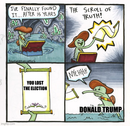 Loser | YOU LOST THE ELECTION; DONALD TRUMP | image tagged in loser,election,donald trump,memes,the scroll of truth | made w/ Imgflip meme maker