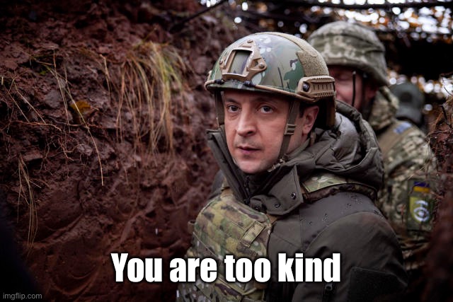 Ukraine President | You are too kind | image tagged in ukraine president | made w/ Imgflip meme maker