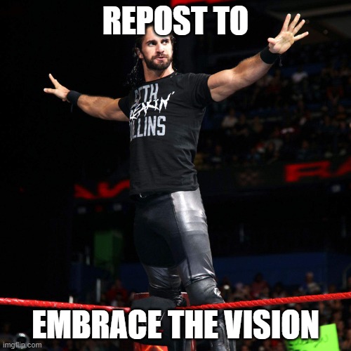 Seth Rollins  | REPOST TO; EMBRACE THE VISION | image tagged in seth rollins | made w/ Imgflip meme maker