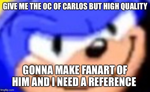 Sonic smile | GIVE ME THE OC OF CARLOS BUT HIGH QUALITY; GONNA MAKE FANART OF HIM AND I NEED A REFERENCE | image tagged in sonic smile | made w/ Imgflip meme maker