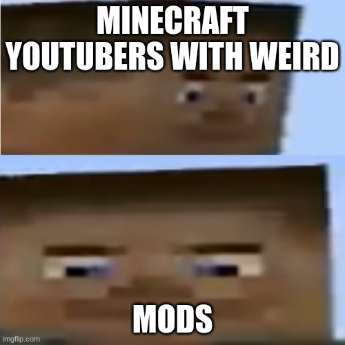 minecraft | MINECRAFT YOUTUBERS WITH WEIRD; MODS | image tagged in weird minecraft man | made w/ Imgflip meme maker