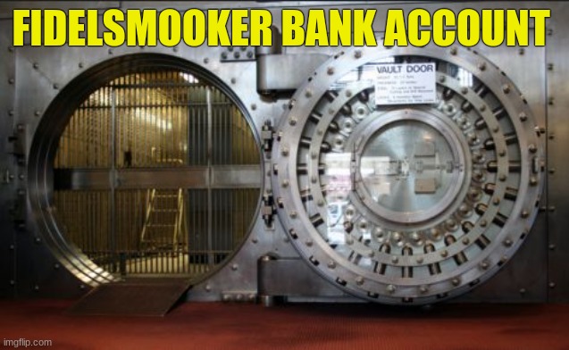 bank vault | FIDELSMOOKER BANK ACCOUNT | image tagged in bank vault | made w/ Imgflip meme maker