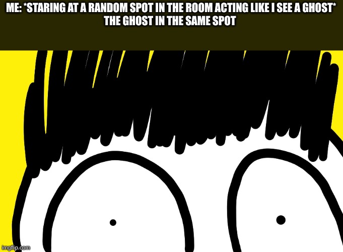 Doodle stare | ME: *STARING AT A RANDOM SPOT IN THE ROOM ACTING LIKE I SEE A GHOST*
THE GHOST IN THE SAME SPOT | image tagged in doodle stare | made w/ Imgflip meme maker