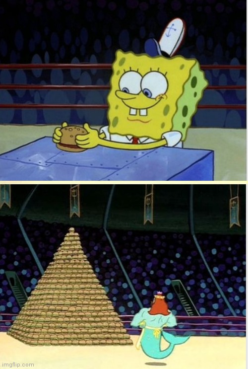 spongebob flipping burgers