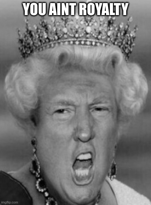 Her Majesty T Rump | YOU AINT ROYALTY | image tagged in her majesty t rump | made w/ Imgflip meme maker