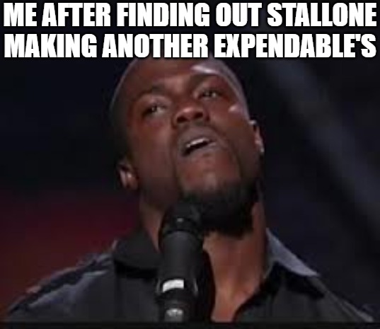 RERUNS | ME AFTER FINDING OUT STALLONE MAKING ANOTHER EXPENDABLE'S | image tagged in kevin hart,meme | made w/ Imgflip meme maker