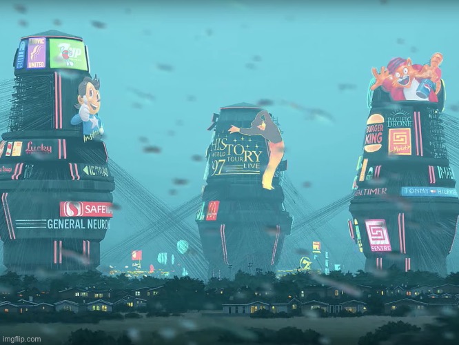 The Ad boards. | image tagged in simon stalenhag | made w/ Imgflip meme maker