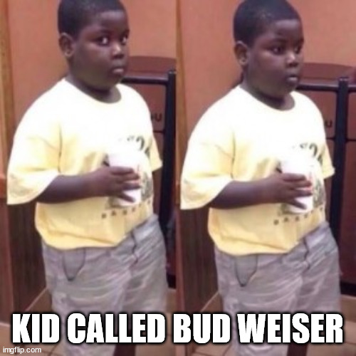 Fat Black Kid Looking Sideways | KID CALLED BUD WEISER | image tagged in fat black kid looking sideways | made w/ Imgflip meme maker