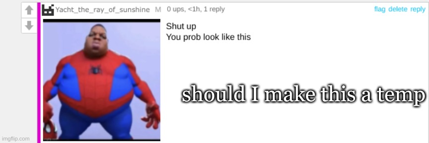 should I make this a temp | made w/ Imgflip meme maker